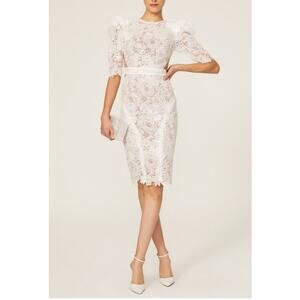 Bronx & Banco White Embroidered Lace Back Cutouts Madeline Lace Bride Dress XS